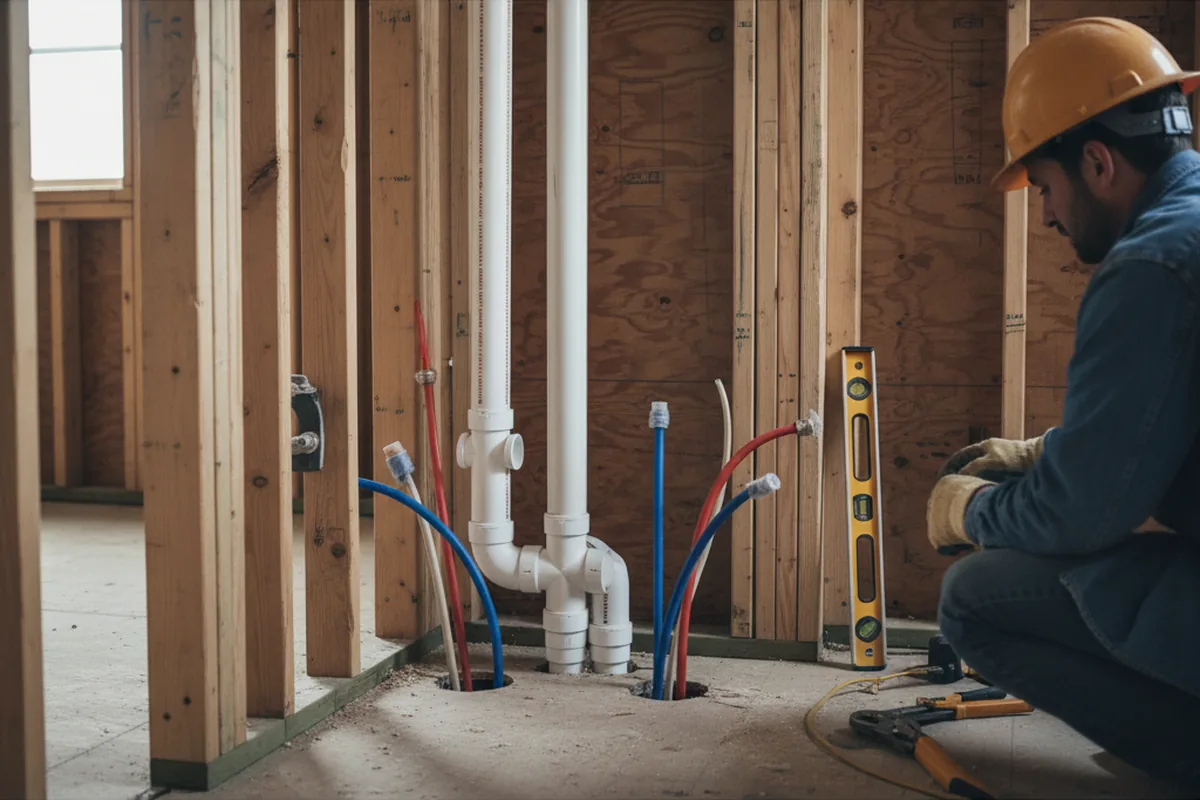 Drain and supply rough-in during Sump Pump Repair in Parryville