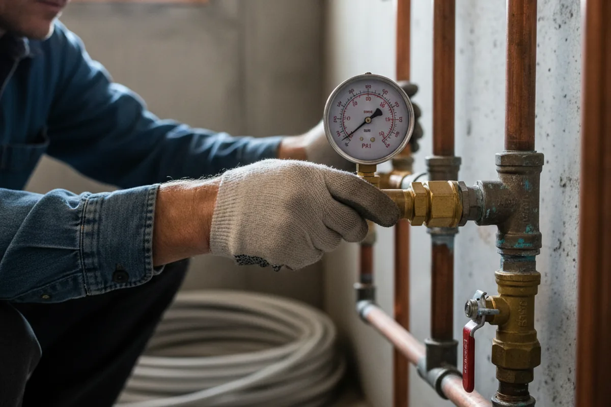 Pressure testing a repaired line during Water Line Repair in Parryville